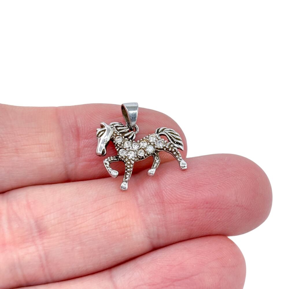 Vintage Sterling Silver 925 | Cubic Zirconia Horse Charm Pendant